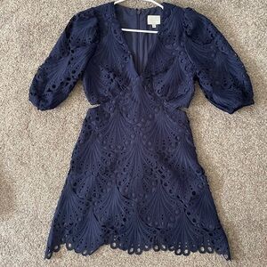 Adelyn Rae Harper Lace Mini
Dress Cocktail Scallop Navy Blue